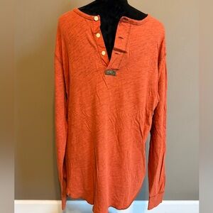 Lucky Brand Orange Long Sleeve Henley Shirt